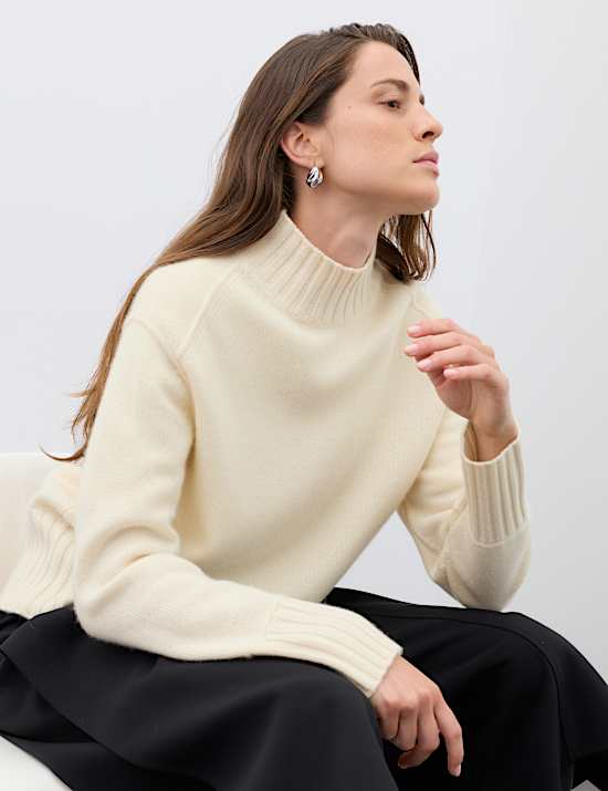 Pure Cashmere Funnel Neck Relaxed Jumper