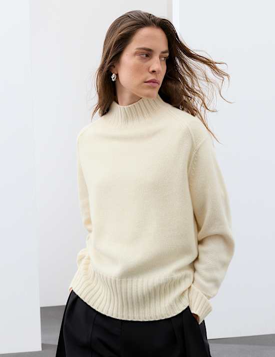 Pure Cashmere Funnel Neck Relaxed Jumper