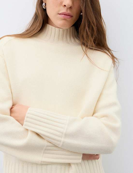 Pure Cashmere Funnel Neck Relaxed Jumper