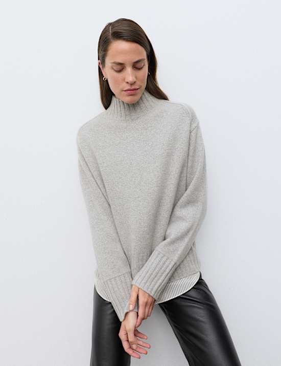 Pure Cashmere Funnel Neck Relaxed Jumper
