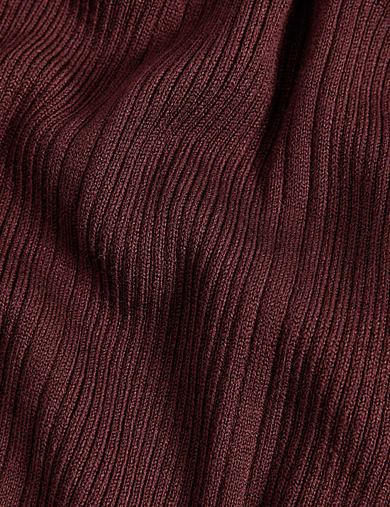 Ribbed Crew Neck Fitted Knitted Top