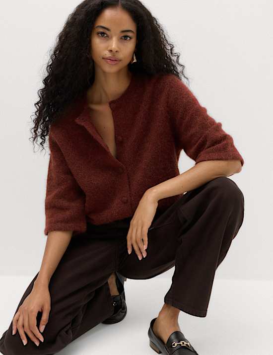 Wool Alpaca Blend Relaxed Fit Cardigan