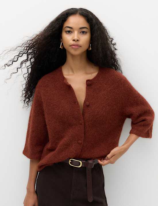 Wool Alpaca Blend Relaxed Fit Cardigan