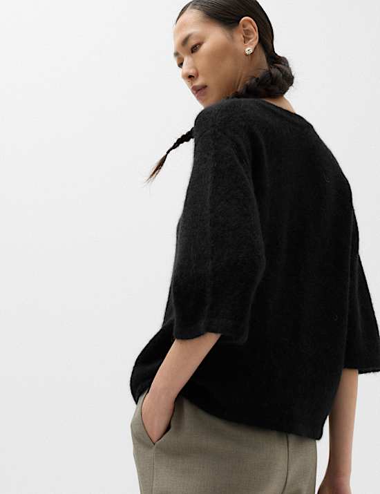 Wool Alpaca Blend Relaxed Fit Cardigan