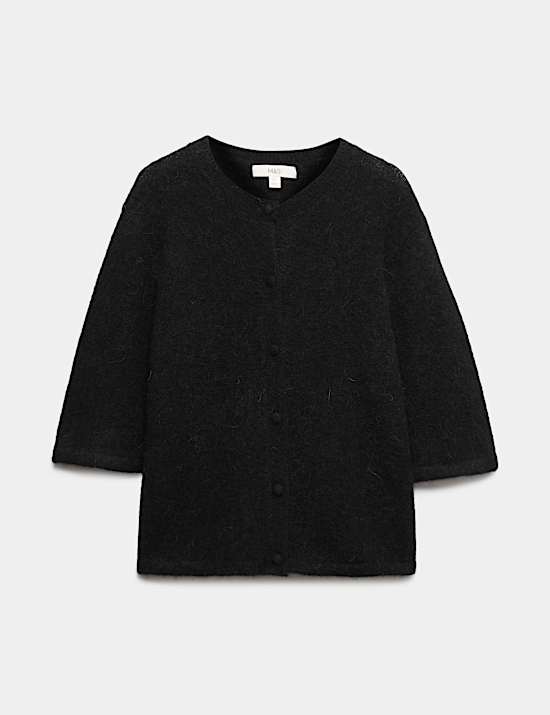 Wool Alpaca Blend Relaxed Fit Cardigan
