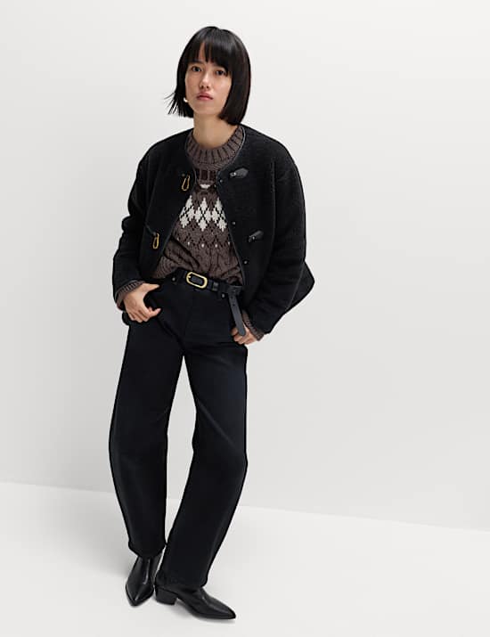 Cable Knit Fair Isle Crew Neck Jumper