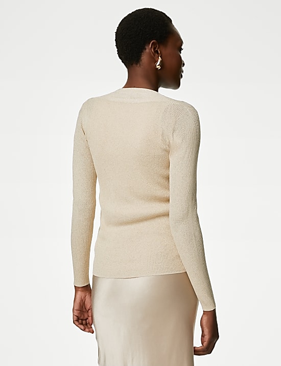 Sparkly V-Neck Button Front Cardigan