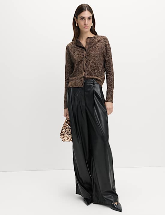 Metallic Sparkly Crew Neck Cardigan