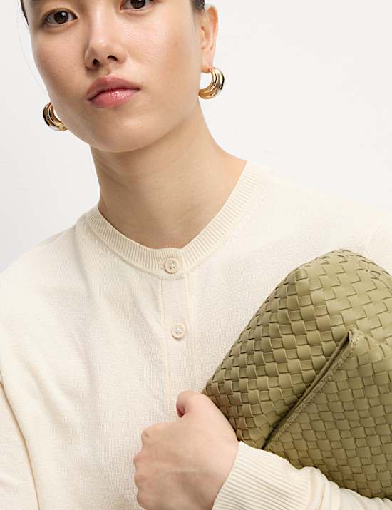 Crew Neck Button Front Cardigan