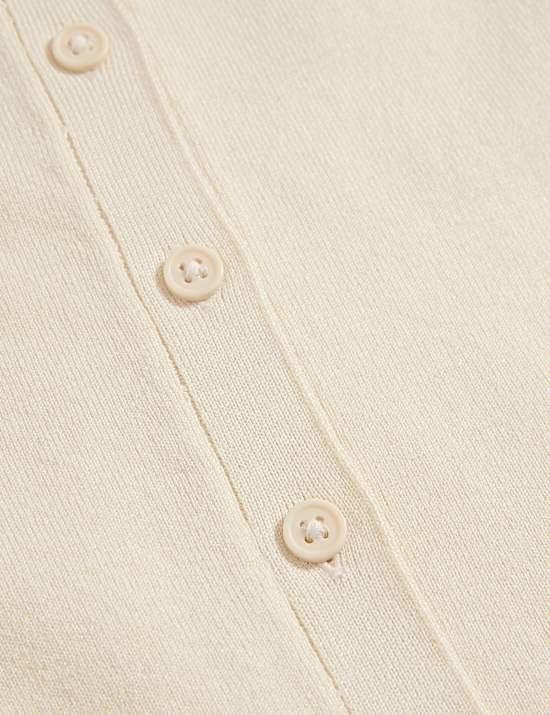 Crew Neck Button Front Cardigan