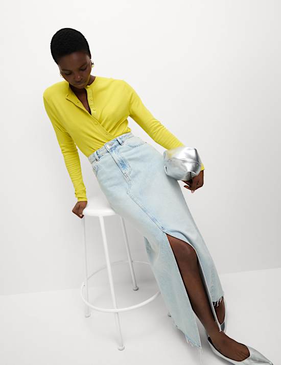 Crew Neck Button Front Cardigan