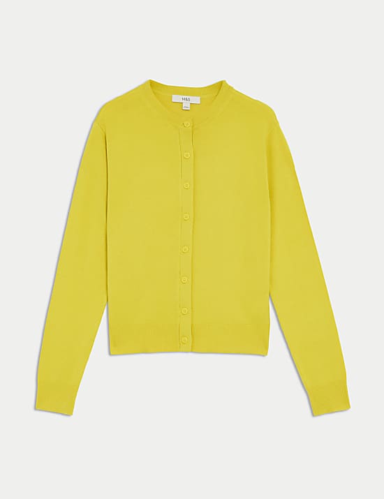 Crew Neck Button Front Cardigan