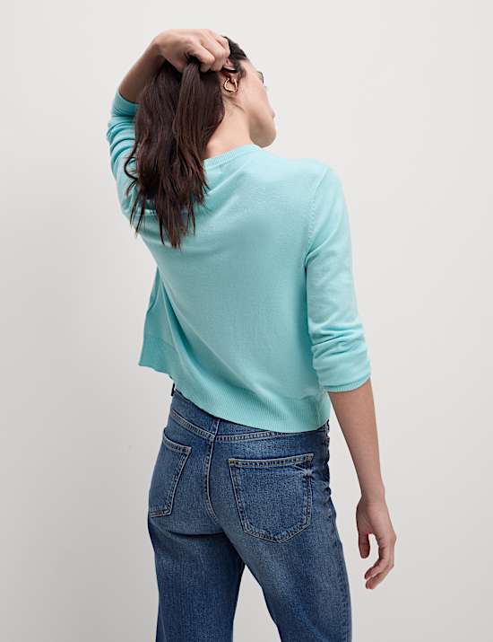 Crew Neck Button Front Cardigan