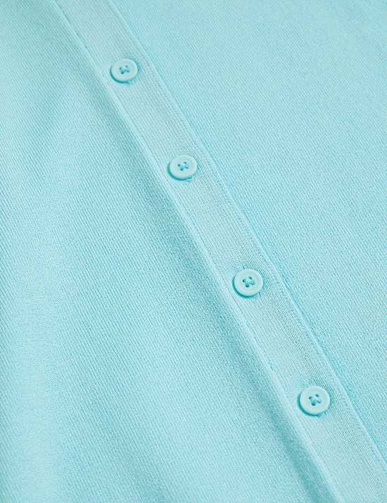 Crew Neck Button Front Cardigan