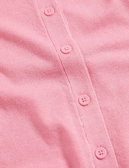 Crew Neck Button Front Cardigan