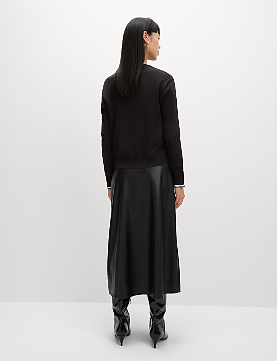 Cardigan &agrave; col rond et fermeture avant boutonn&eacute;e