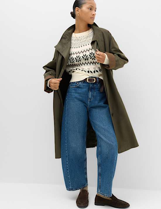 Fair Isle Crew Neck Relaxed Jumper with Wool