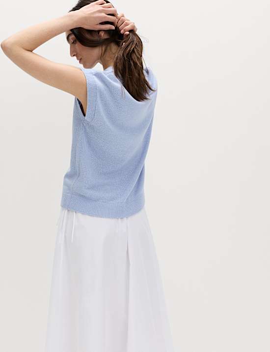Muscle Knitted Vest With Linen
