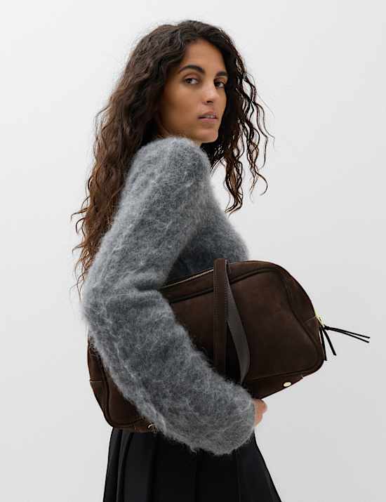 Wool Blend V-Neck Jumper with Mohair