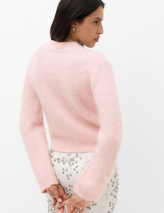 Wool Blend V-Neck Jumper with Mohair