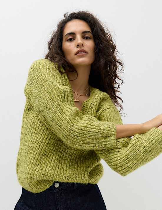 Textured V Neck Jumper