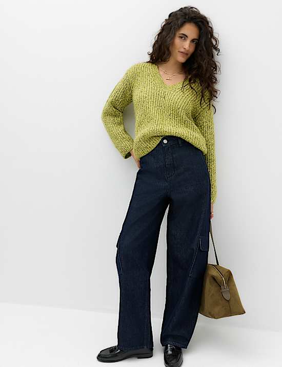 Textured V Neck Jumper