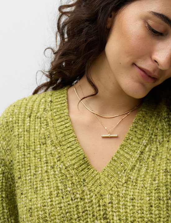 Textured V Neck Jumper