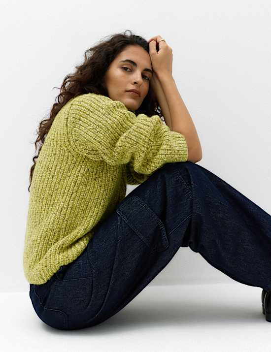 Textured V Neck Jumper