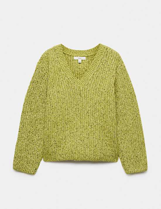 Textured V Neck Jumper