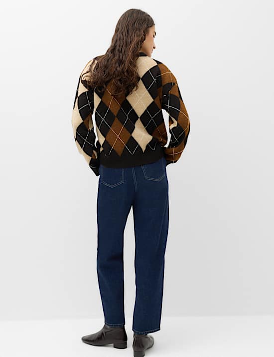 Argyle Crew Neck Relaxed Jumper