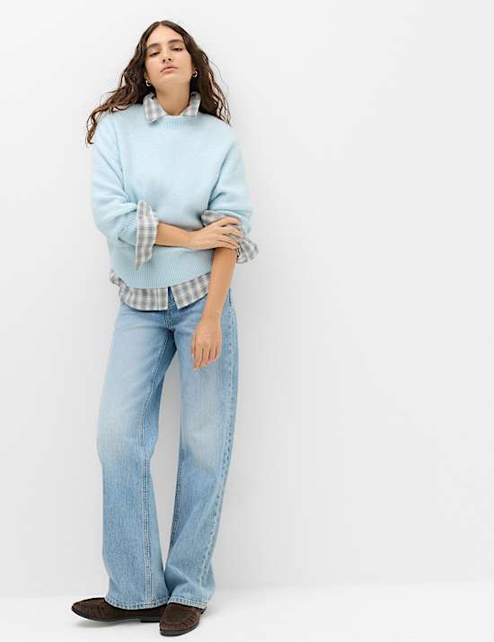 Crew Neck Drop Sleeve Relaxed Fit Jumper