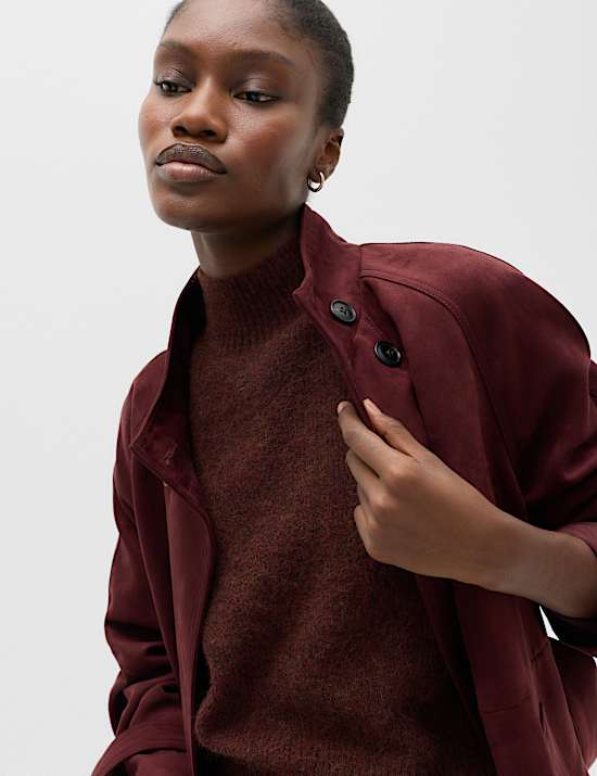 Crew Neck Drop Sleeve Relaxed Fit Jumper With Wool