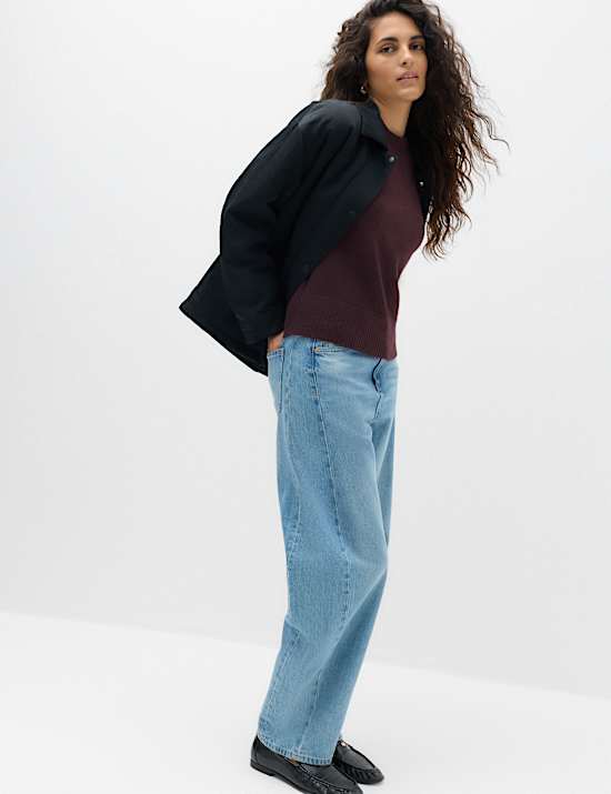 Slim Fit Hairy Crew Neck Knitted Top