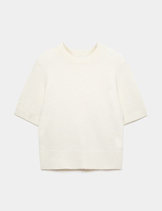 Slim Fit Hairy Crew Neck Knitted Top