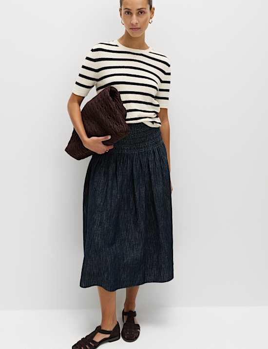 Cotton Rich Striped Boucl&eacute; Knitted Top