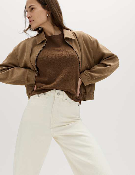 Cotton Rich Boucle Slim Fit Knitted Top