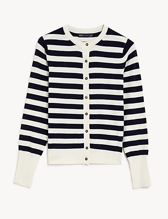 Striped Crew Neck Cardigan