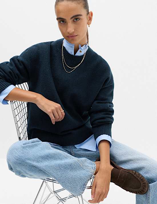Crew Neck Jumper with Wool