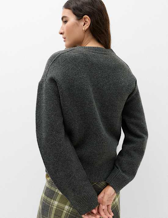 Pull &agrave; encolure ronde avec laine