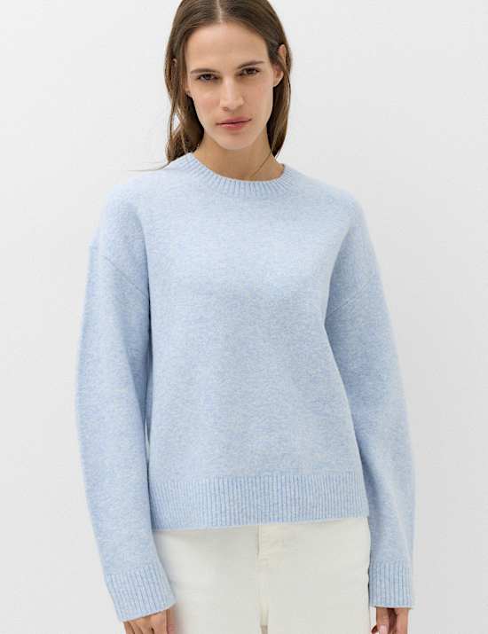 Crew Neck Relaxed Jumper with Wool