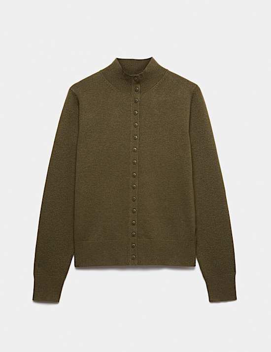Cardigan en laine coupe slim &agrave; col chemin&eacute;e