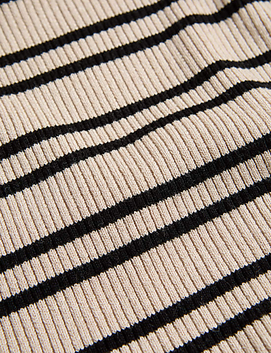 Striped Crew Neck Slim Fit Knitted Top