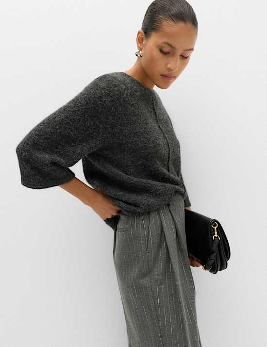 Wool Alpaca Blend Relaxed Knitted Top