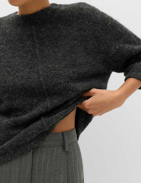 Wool Alpaca Blend Relaxed Knitted Top