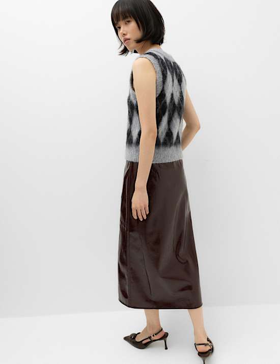 Brushed Argyle Knitted Vest with Mohair
