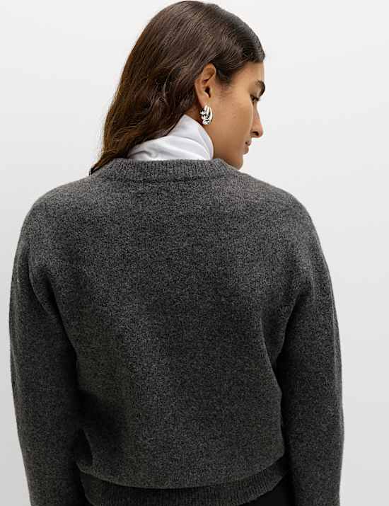 Embellished Slogan Crew Neck Jumper with Wool