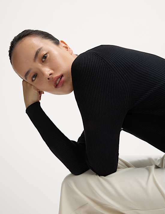 Ribbed V-Neck Button Front Cardigan