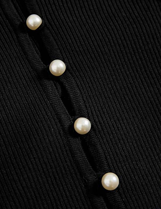 Ribbed V-Neck Button Front Cardigan