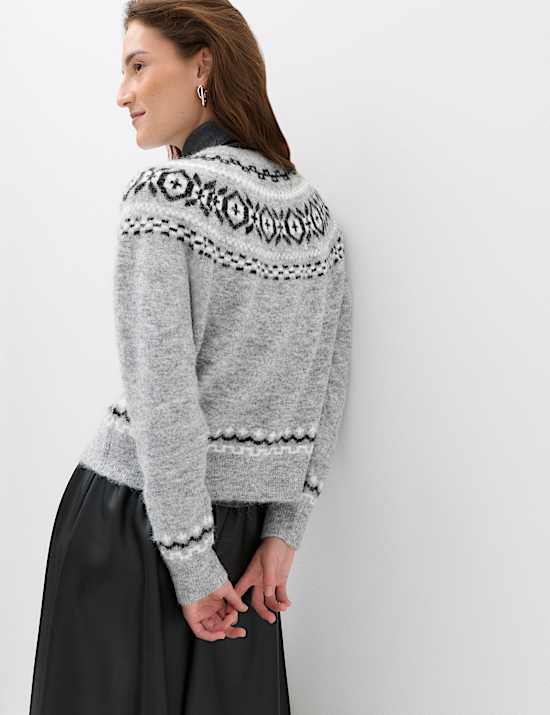 Fair Isle Crew Neck Christmas Jumper with Wool
