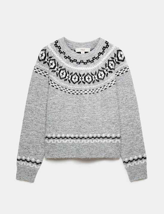 Fair Isle Crew Neck Christmas Jumper with Wool
